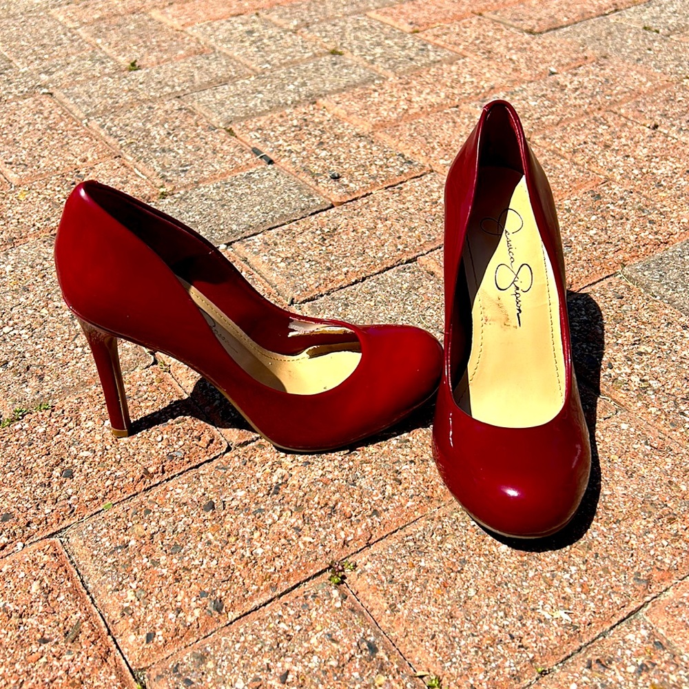 Sexy patent, leather, red high heels